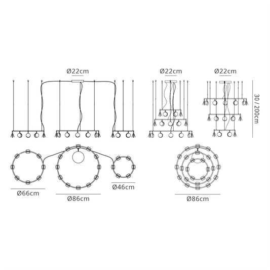 Mantra Shell 86cm 12+8+4 Light Pendant, Round, 120W LED, 3000K, 6360lm, Gold, 3yrs Warranty