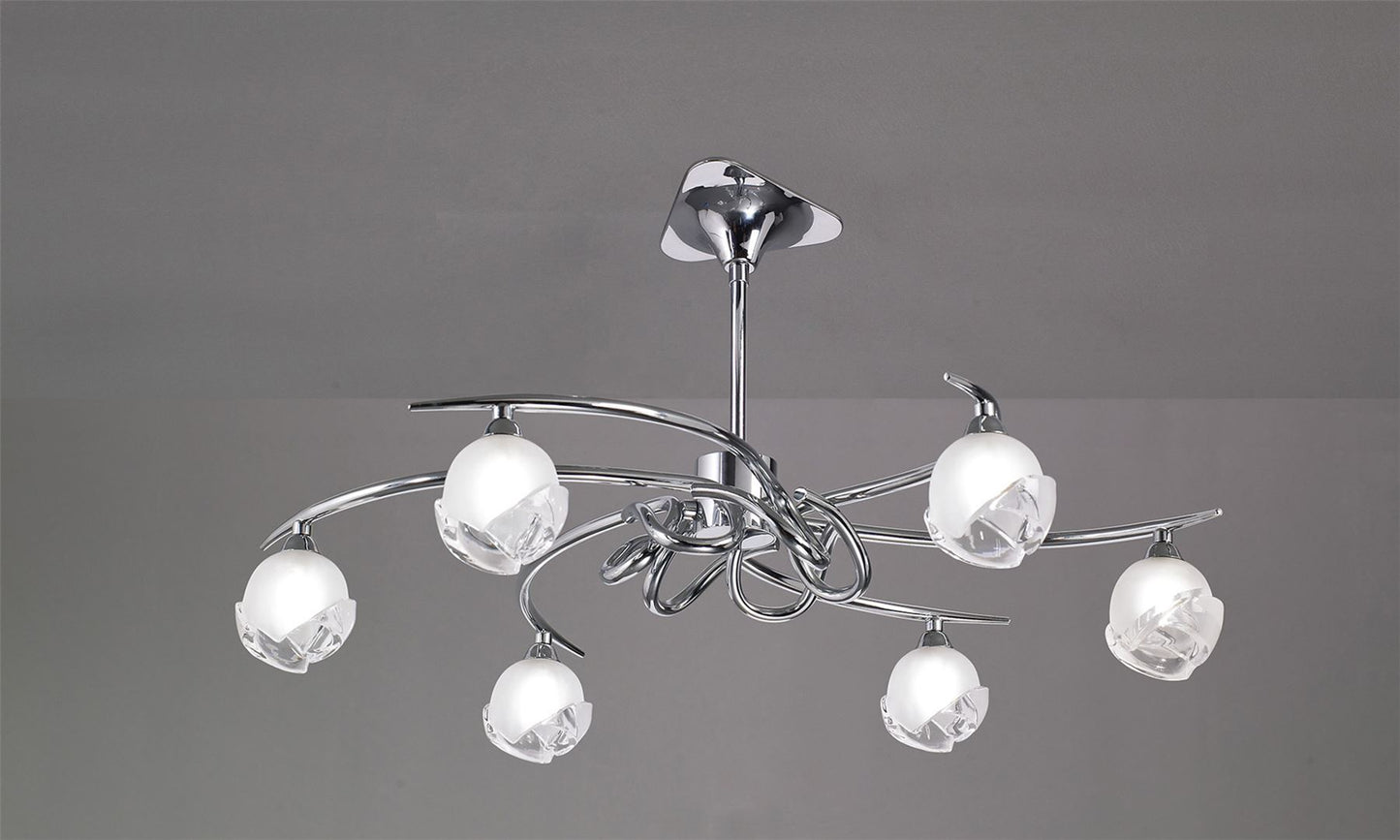 Mantra M0801 Fragma Telescopic Semi Flush Convertible 6 Light G9, Polished Chrome