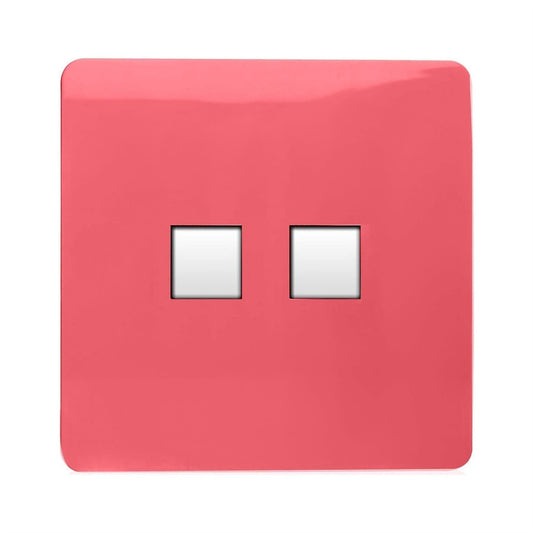 Trendi Switch 2 Gang RJ45 Cat 6 Modern Designer PC Ethernet Socket in Strawberry