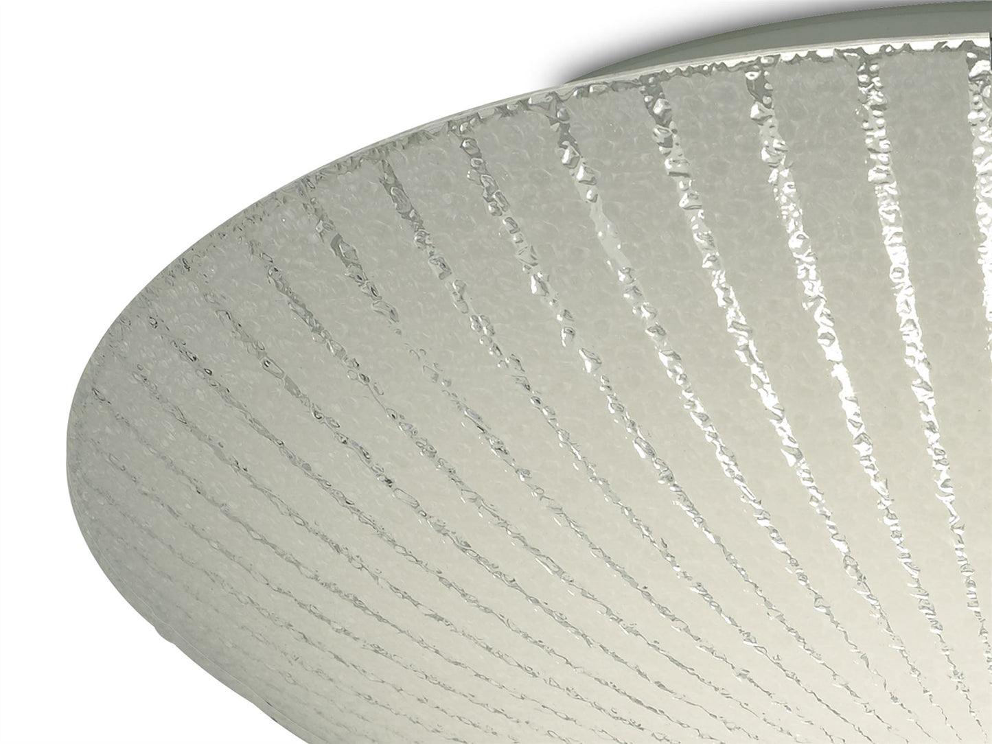 Deco Tassa 18W LED Medium Flush Ceiling Light, 400mm Round, 4000K 1500lm CRI80, Sunray Pattern Glass with Polished Chrome Detail