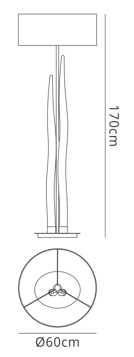 Mantra Estalacta Floor Lamp 3 Light GU10 Indoor, Silver/Opal White with Black Shade