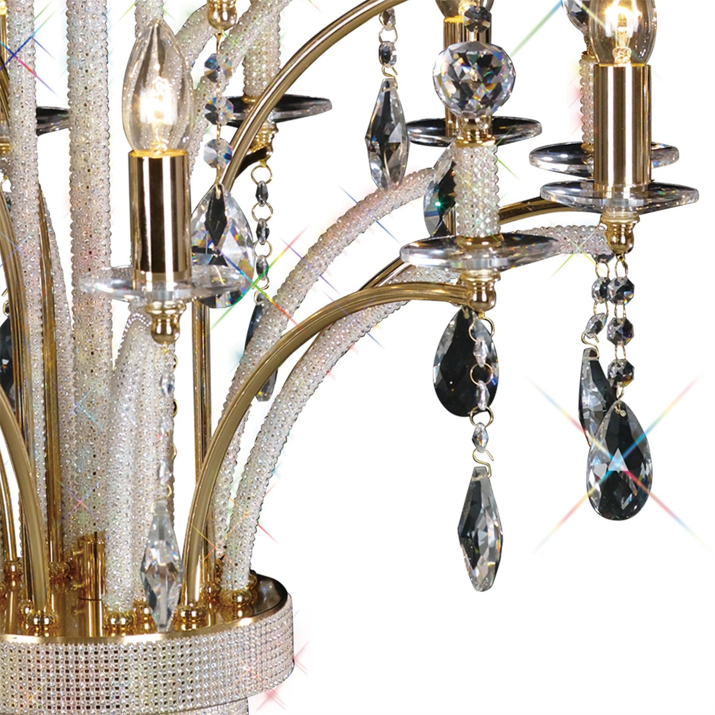 Diyas Orlando 65cm 12 Light E14 French Gold/Crystal, (ITEM REQUIRES CONSTRUCTION/CONNECTION) Ceiling Pendant Light Fitting