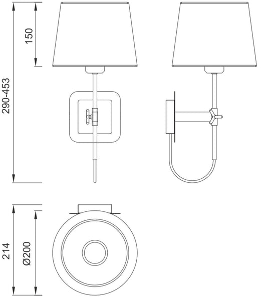 Mantra M5319 Habana Wall Light Telescopic WITHOUT SHADE 1 Light E27 Black/Polished Chrome