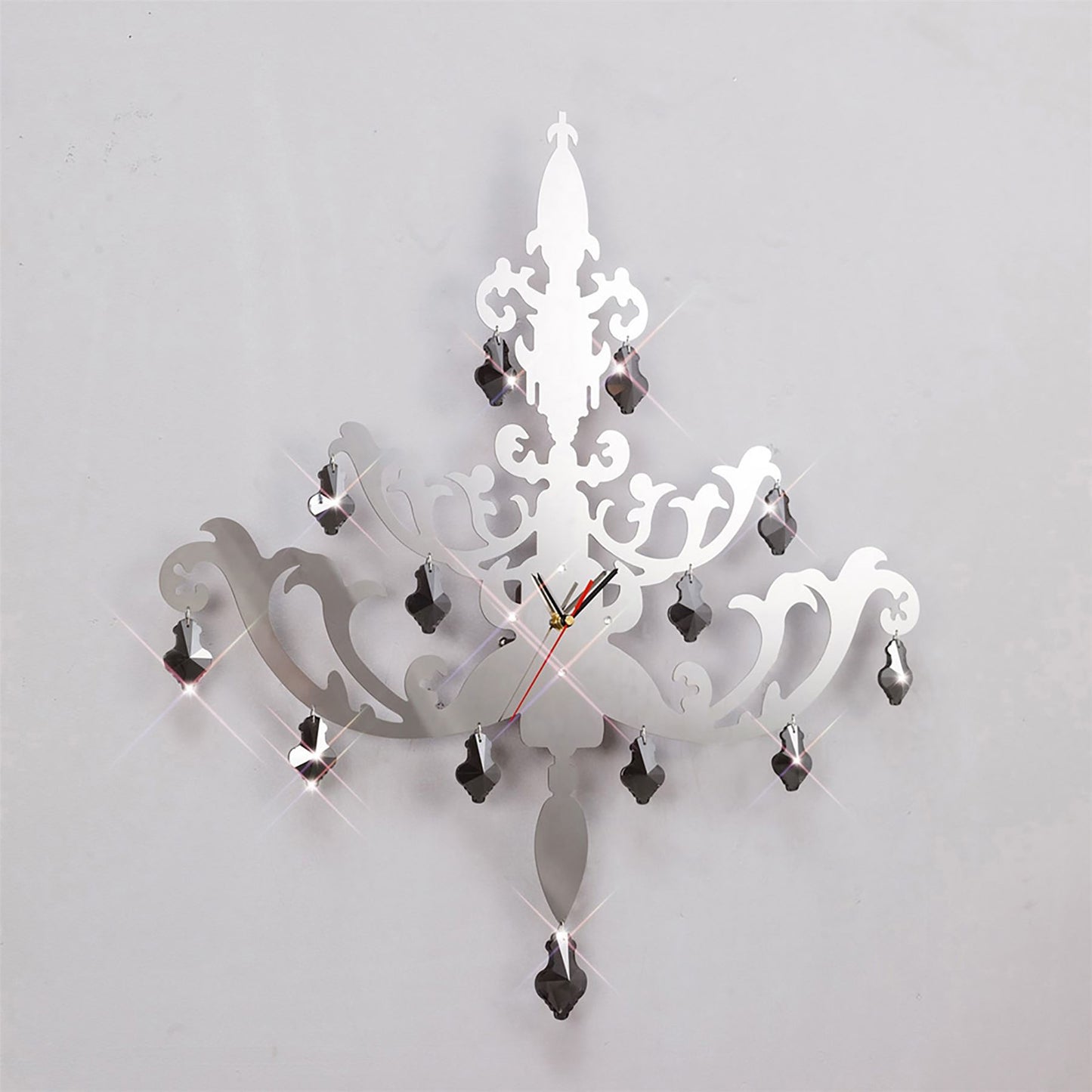 Diyas Home (DH) Infinity Chandelier Clock Stainless Steel/Smoked Crystal/Clear Crystal
