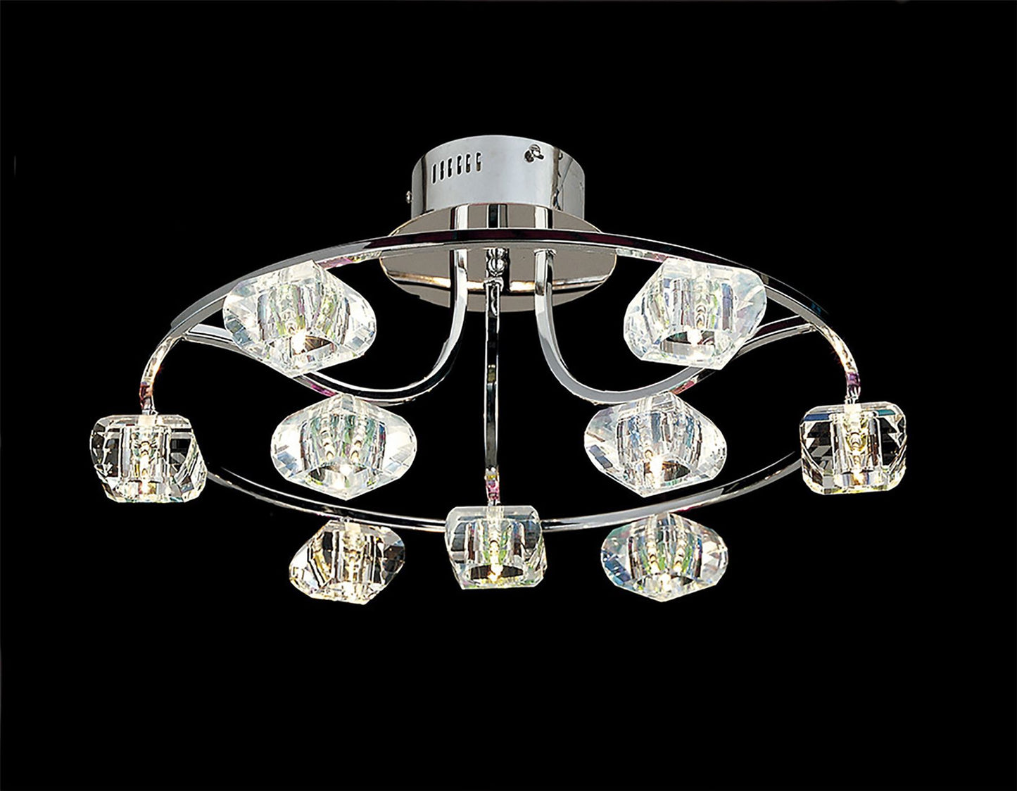 Diyas Polana 56cm Semi Flush Round 9 Light G4 Polished Chrome, NOT LED/CFL Compatible