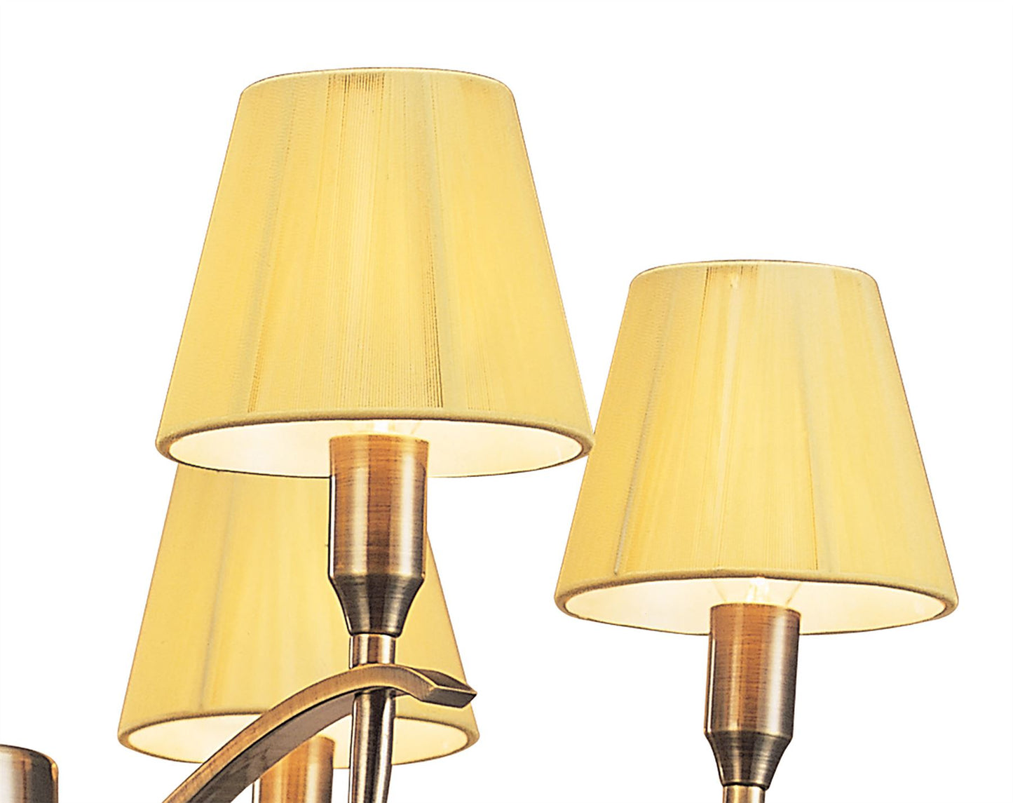 Mantra Siena 63cm Pendant Round 6 Light E14, Antique Brass with Amber Cream Shades and Amber Crystal