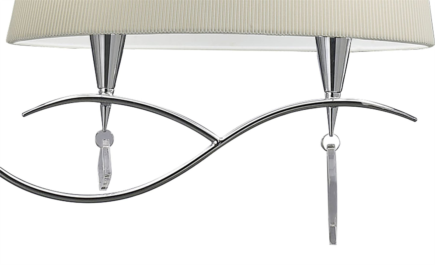 Mantra M1642 Mara Linear Pendant 2 Arm 4 Light E14, Polished Chrome with Ivory White Shades