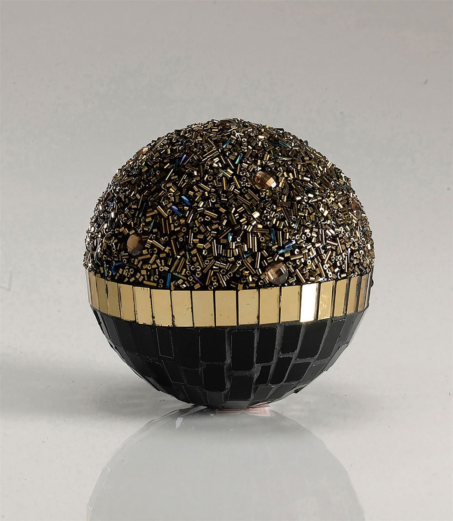 Diyas Home (DH) Mika Mosaic Decorative Ball Large French Gold/Black Mosaic