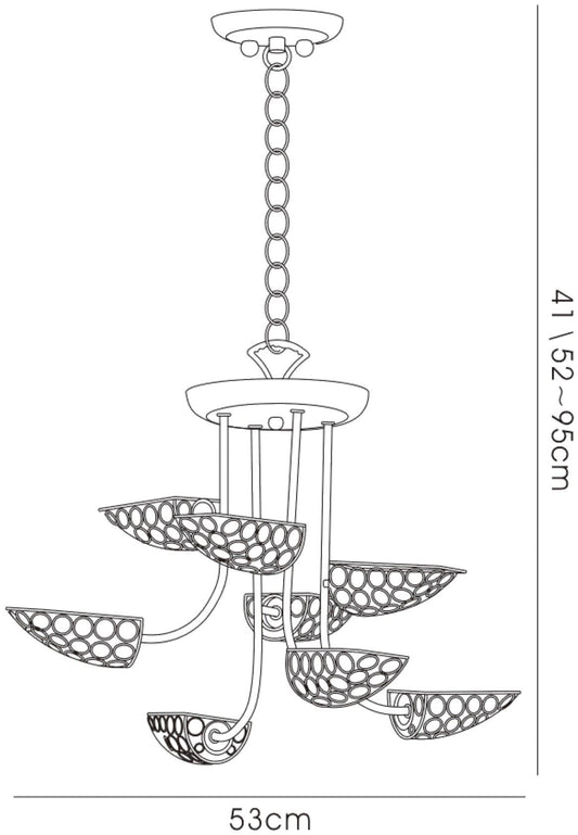 Diyas Ashton 53cm 8 Light G9 Antique Brass/Crystal Ceiling Pendant Light Fitting