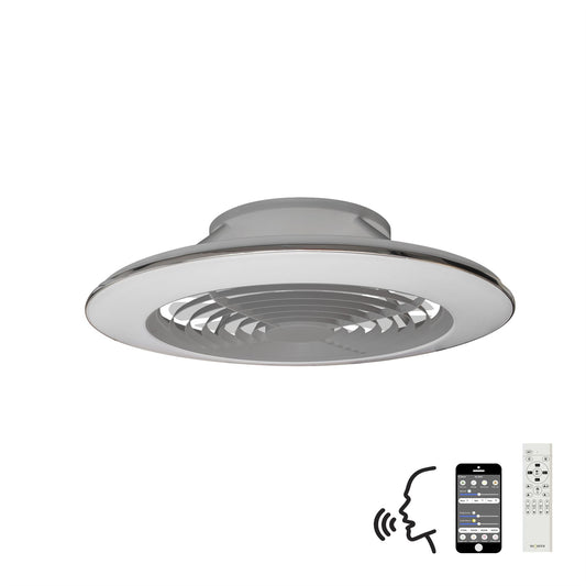 Alisio XL 73.5cm 95W LED Dimmable Ceiling Light & 58W DC Reversible Fan, Silver Finish c/w Remote Control, APP & Alexa/Google Voice Control, 5900lm