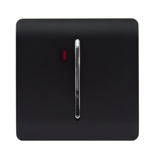 Trendi 45 A Cooker Light Switch & Neon Insert Matt Black Soft Touch