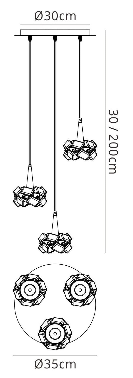 Mantra M3952 Artic Pendant 3 Light G9 Round, Polished Chrome