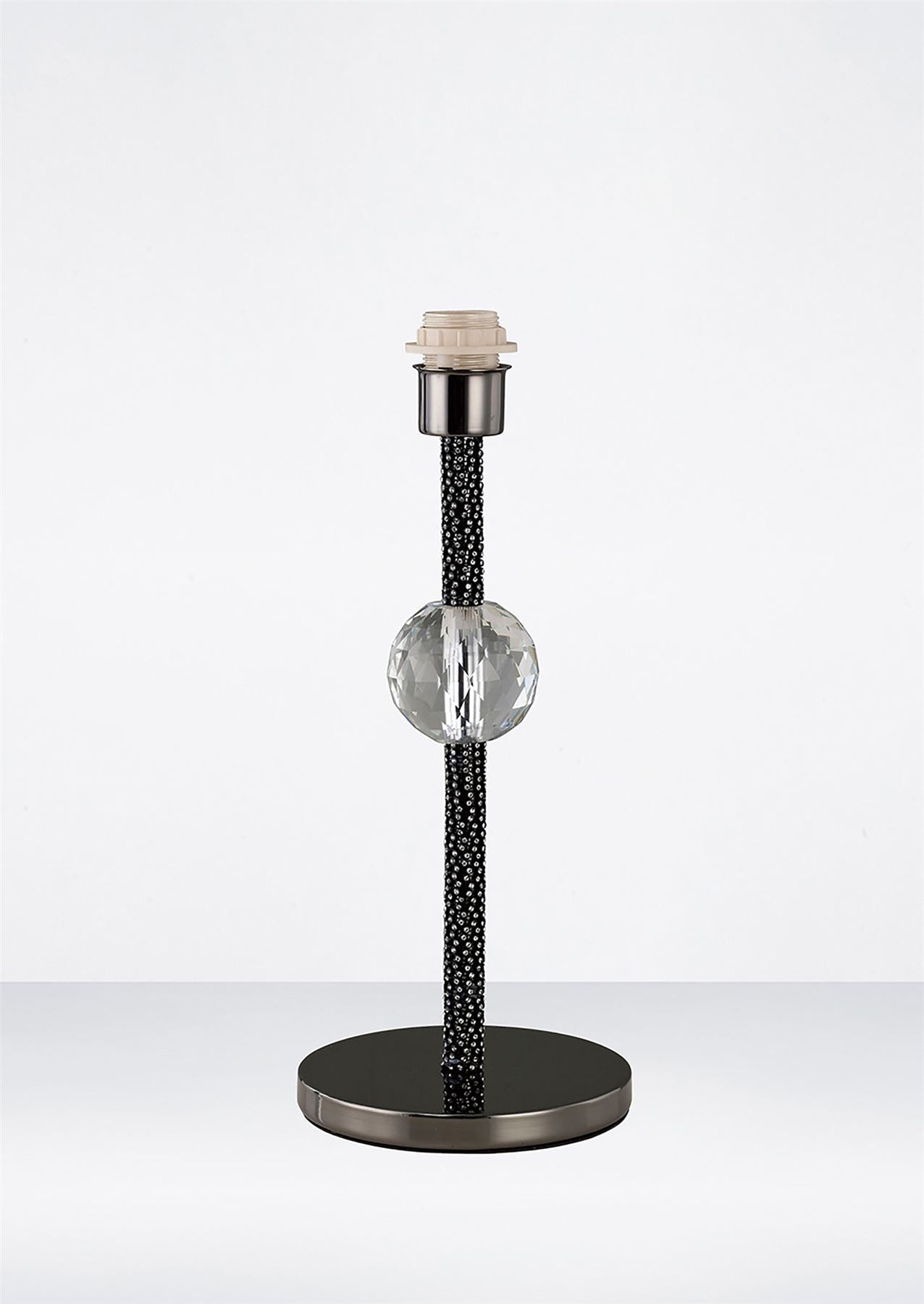 Diyas Elena Crystal Table Lamp 1 Light E27 WITHOUT SHADE Black Chrome