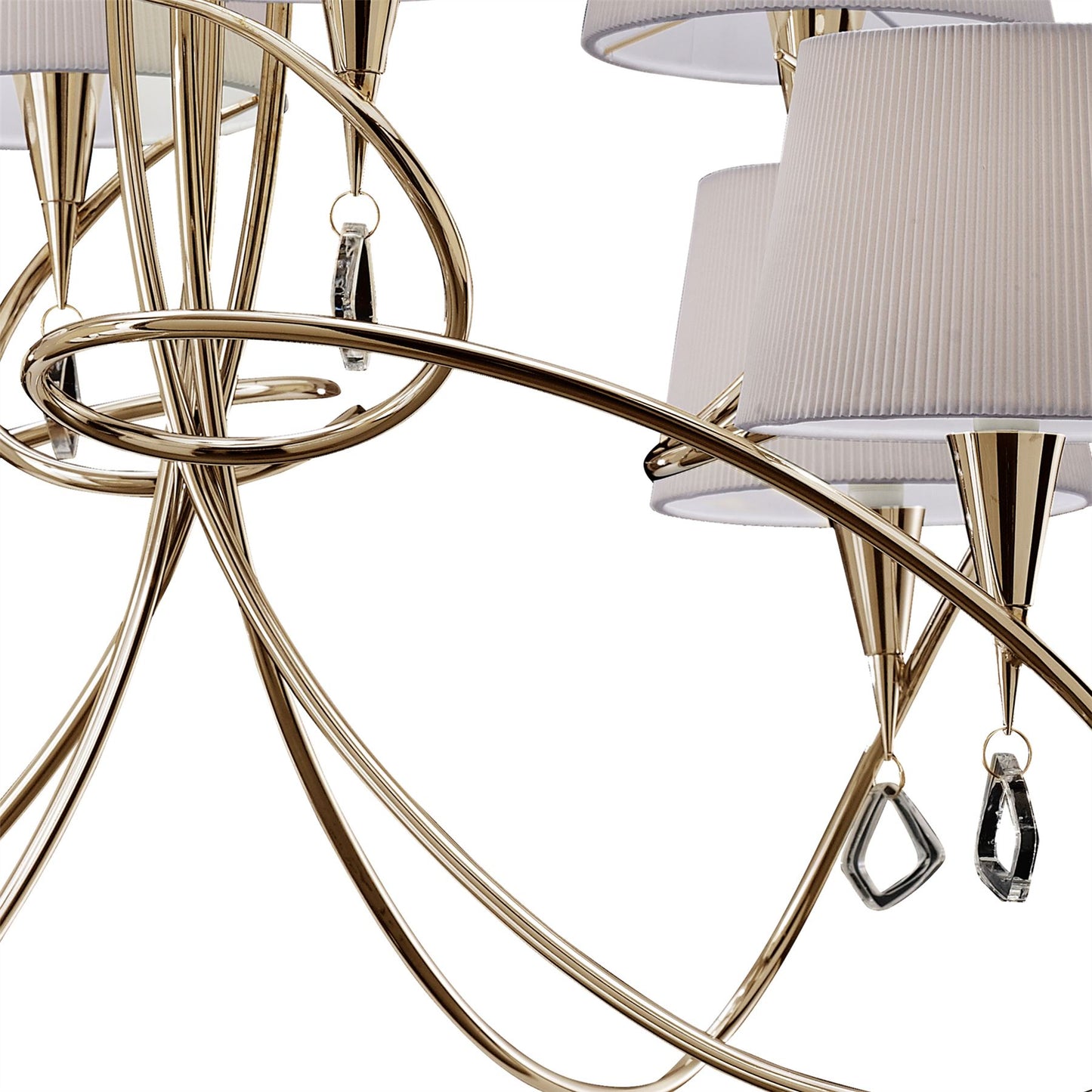Mantra Mara 100cm Pendant 2 Tier 8 Light E14, French Gold with Ivory White Shades