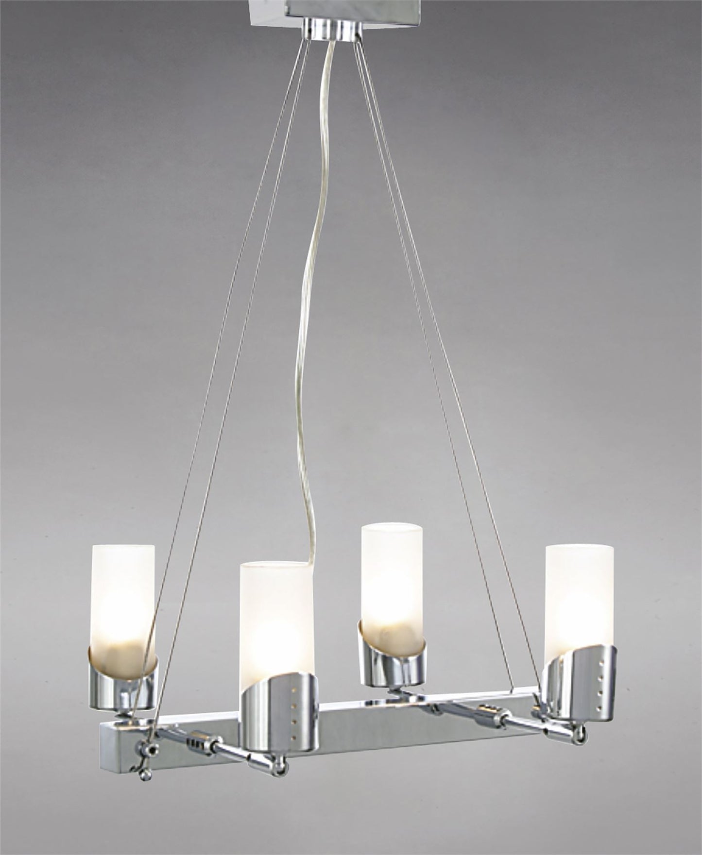 Diyas Kopus Rectangular On Cable 4 Light G9 Polished Chrome/Frosted Glass Ceiling Pendant Light Fitting
