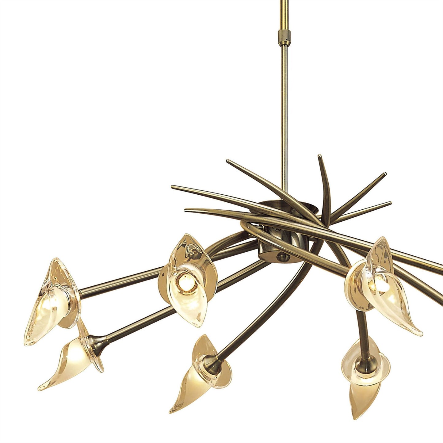 Mantra Flavia 80cm Telescopic Pendant Round 8 Light G9, Antique Brass