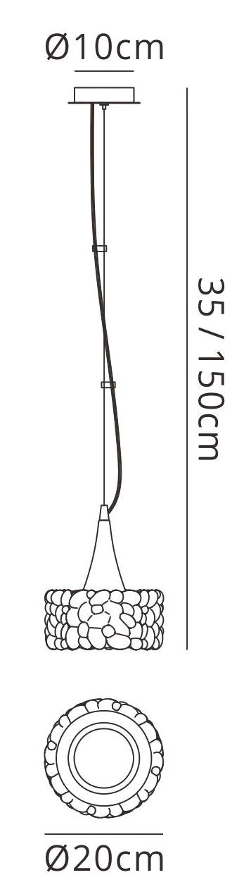 Mantra M3933 O2 Pendant 1 Light E27 Large, Polished Chrome