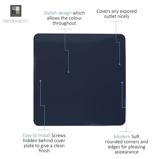 Trendi Artistic Modern Glossy Tactile Single Blanking Plate Navy