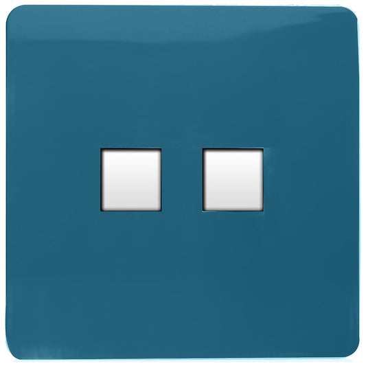 Trendi Artistic Modern Glossy Tactile 2 Gang Telephone Socket Ocean Blue