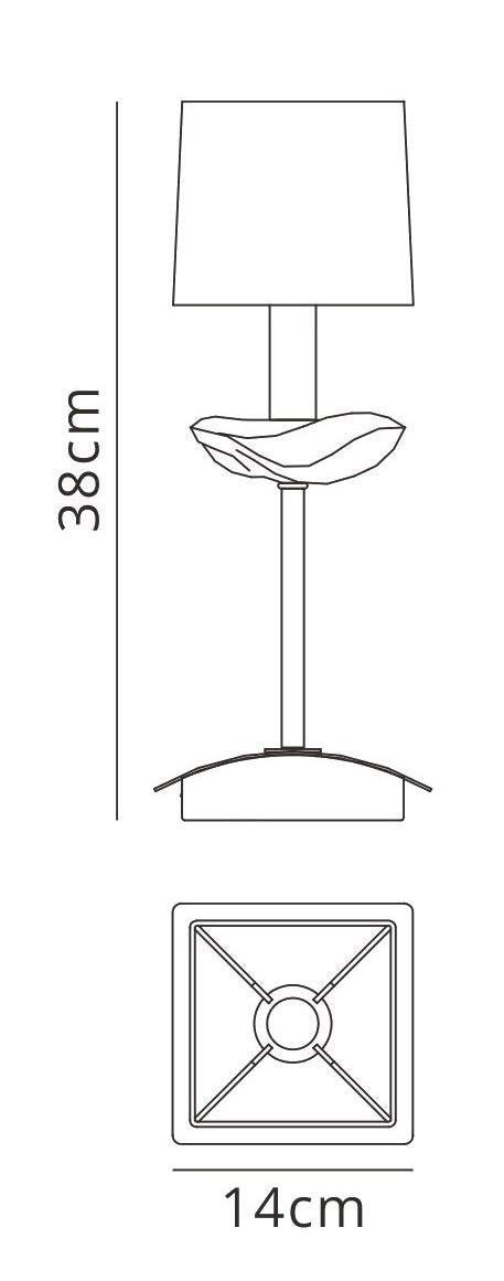 Mantra Akira Table Lamp 1 Light E14, Antique Brass with Cream Shade