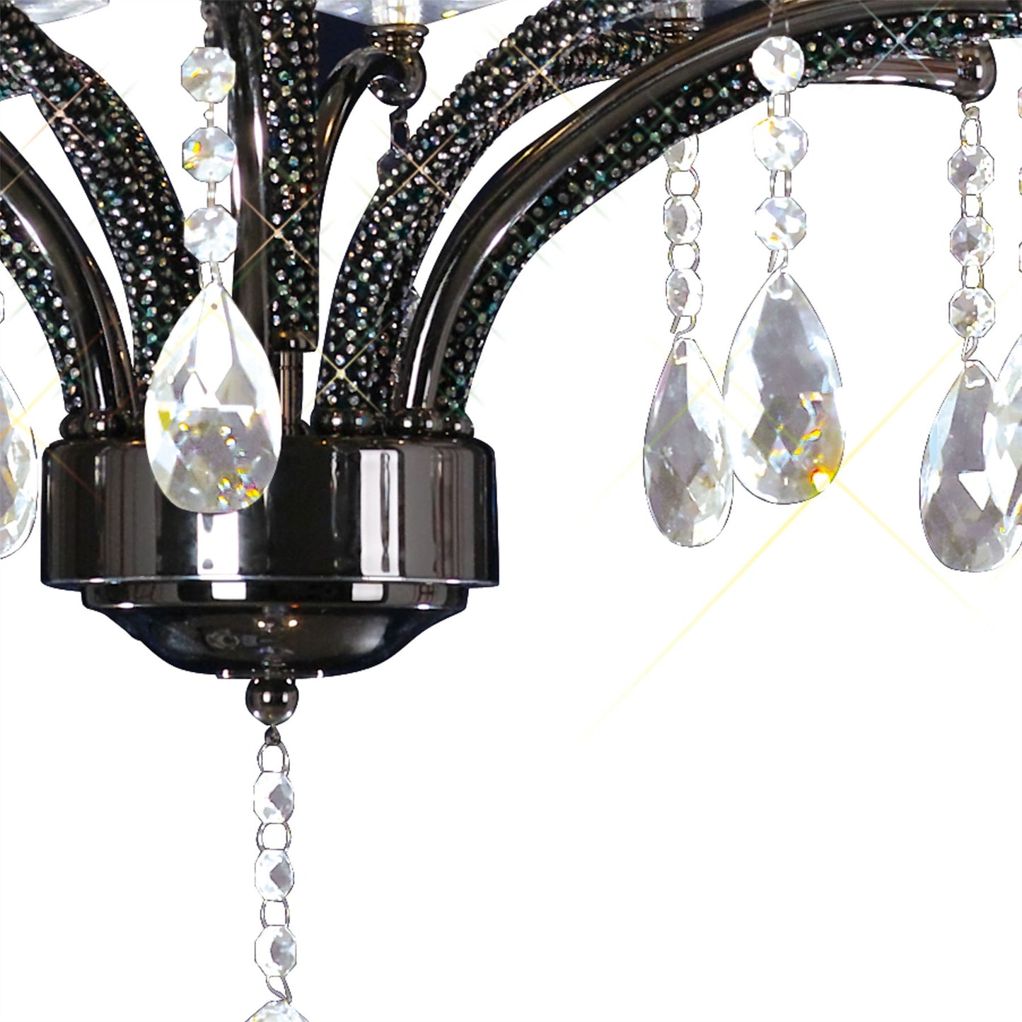 Diyas Fiore 62cm 6 Light E14 Black Chrome/Crystal Ceiling Pendant Light Fitting