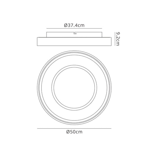 Mantra Fusion Moca Flush 50cm Round 40W LED 4000K, 2400lm, White/Mocha, 3yrs Warranty Ceiling
