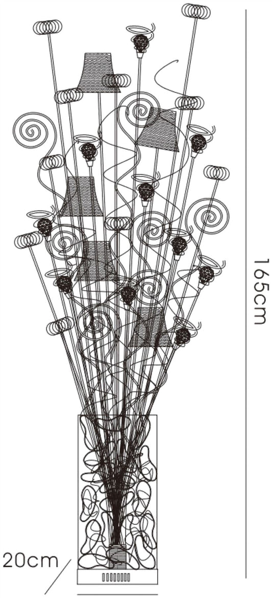 Diyas Home Koil Aluminium (DH) Koil Floor Lamp 7 Light G4 Aluminium/White/Crystal, NOT LED/CFL Compatible