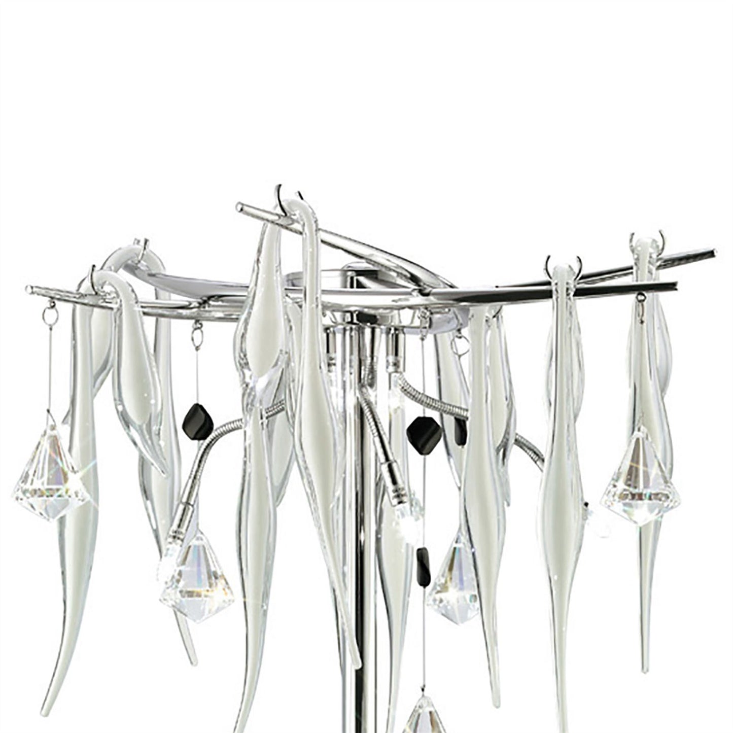 Diyas Cygnet Crystal Table Lamp 6 Light G4 Polished Chrome/White Glass, NOT LED/CFL Compatible