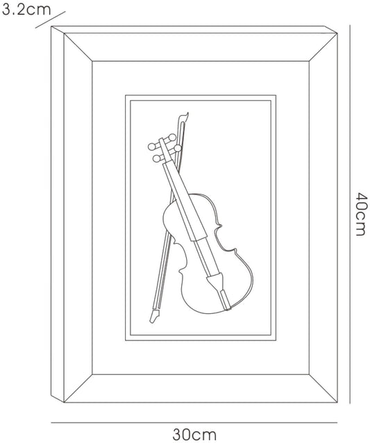 Diyas Home Crystal Wall Art (DH) Melody Violin Black Frame Black, Clear Crystal Framed