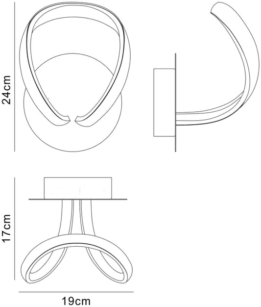 Mantra Knot Switched Wall Light 12W LED 3000K, 840lm, Silver/Frosted Acrylic/Polished Chrome, 3yrs Warranty