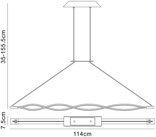 Mantra M4860 Sahara Linear Pendant 36W LED 3000K, 2520lm, Silver, Frosted Acrylic, Polished Chrome, 3yrs Warranty