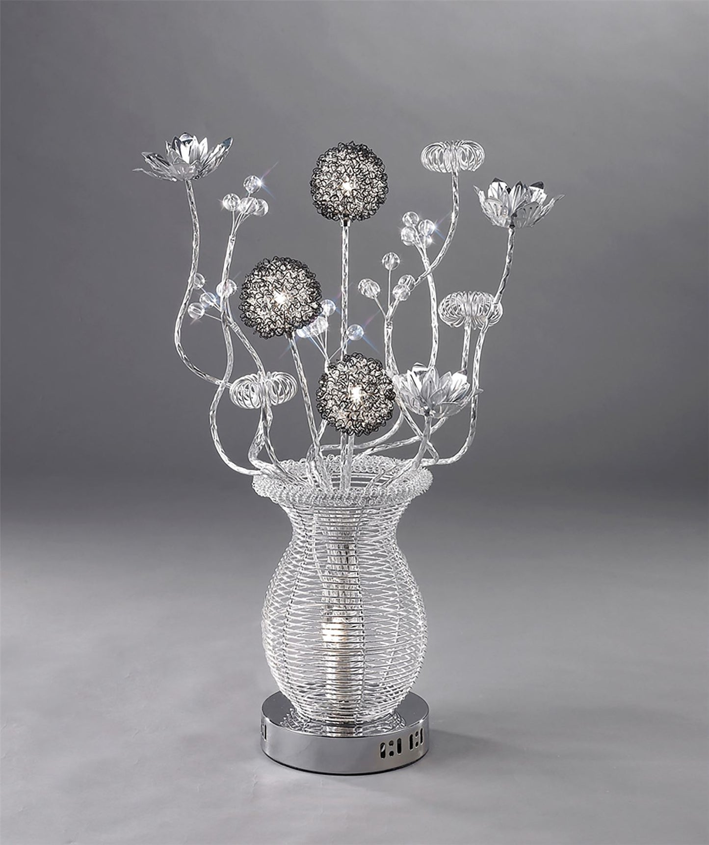 Diyas Home Calista Aluminium (DH) Calista Crystal Table Lamp 4 Light G4 Silver/Black, NOT LED/CFL Compatible