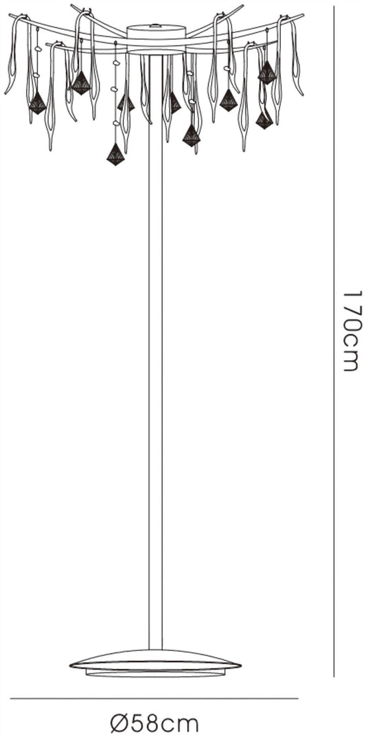Diyas Cygnet Floor Lamp 6 Light G4 Polished Chrome/White Glass/Crystal, NOT LED/CFL Compatible Item Weight: 15kg