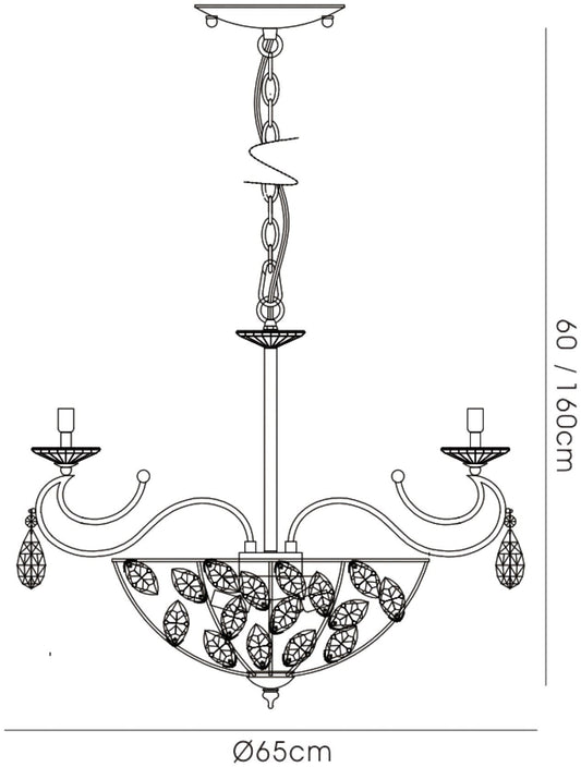 Diyas Galilea 65cm 6+3 Light G9 Polished Chrome/Crystal Ceiling Pendant Light Fitting