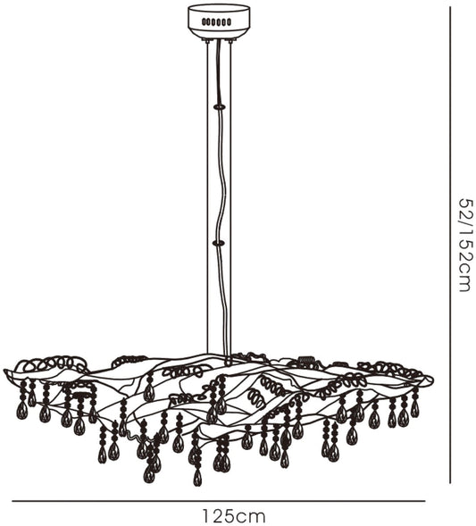 Diyas Fusion Linear 10 Light G4 Polished Chrome/Crystal, NOT LED/CFL Compatible Ceiling Pendant Light Fitting