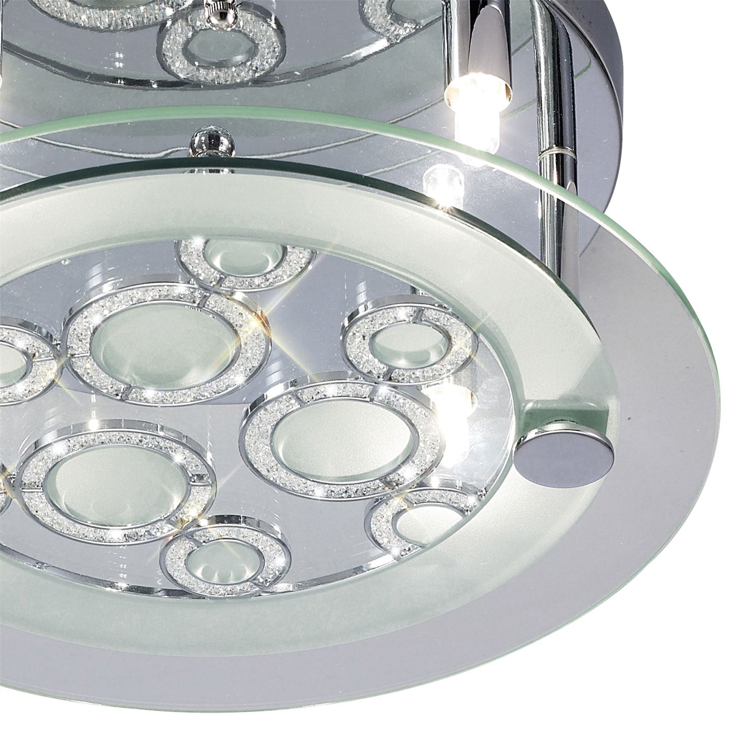 Diyas Destello 30cm Flush Round with Circle Pattern 4 Light G9 Polished Chrome/Crystal Ceiling Light Fitting