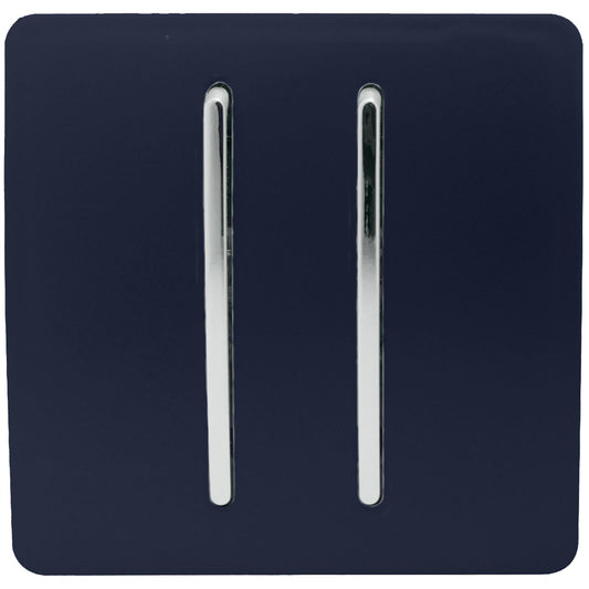 Trendi 2 Gang Artistic Modern Glossy Tactile Home Automation Switch Navy