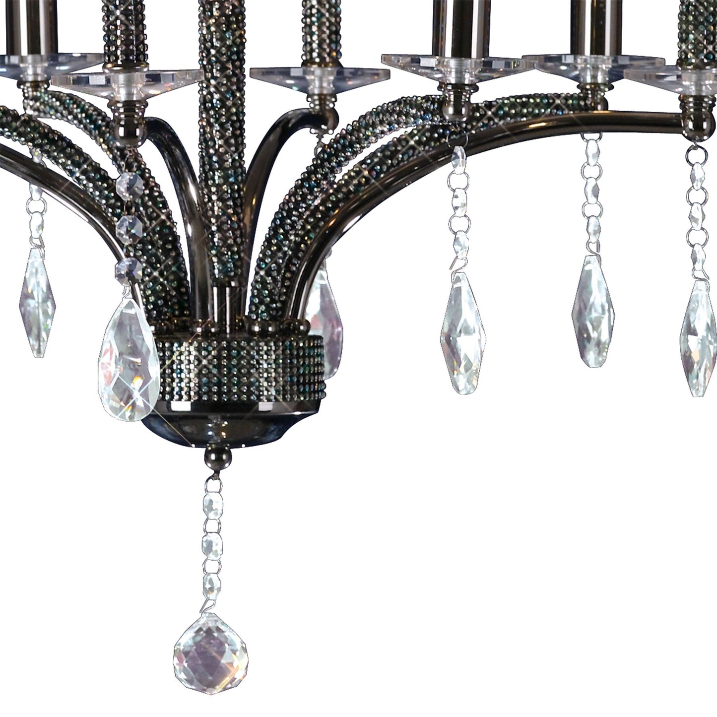 Diyas Fiore 53cm 4 Light E14 Black Chrome/Crystal Ceiling Pendant Light Fitting