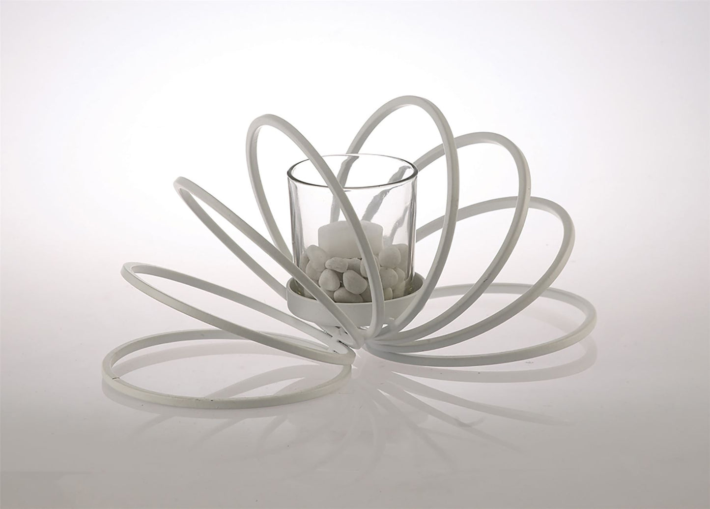 Diyas Home (DH) Oreo Candle Holder 8 Ring Small White/Clear Glass Art