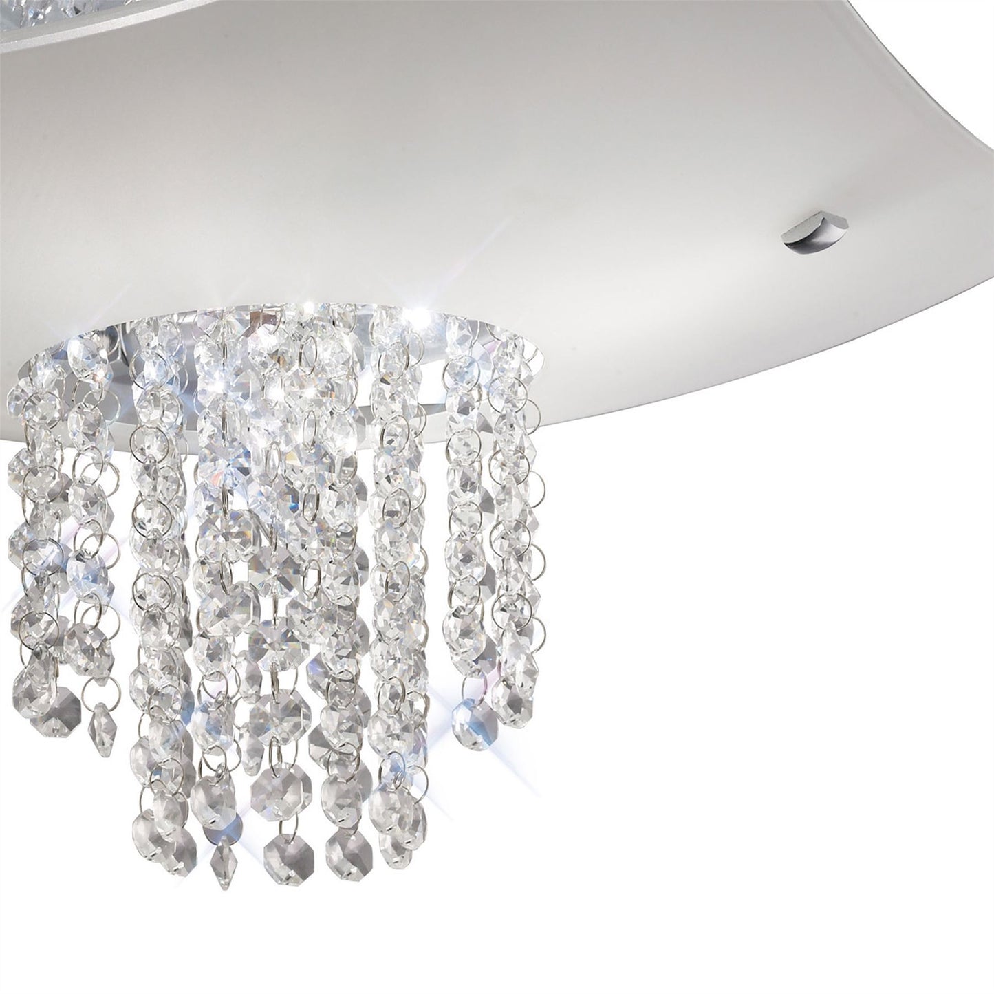 Diyas Nyla Square Flush 5 Light E14 Polished Chrome/Glass/Crystal Ceiling Light Fitting
