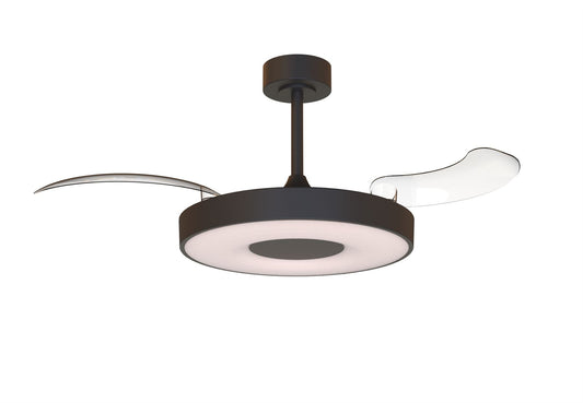 Coin Fan M 49cm 40W LED Dimmable Ceiling With Built-In 30W DC Fan, 3000-5000K Remote, APP, Alexa & Google Voice Control, 6400lm, Black
