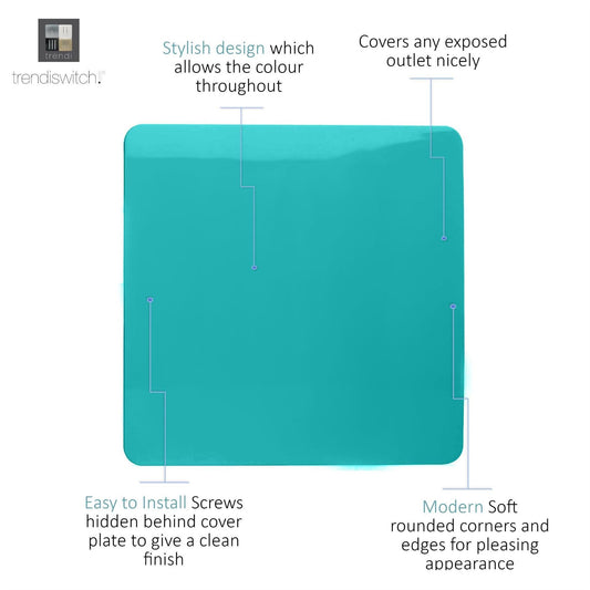 Trendi Artistic Modern Glossy Tactile Single Blanking Plate Bright Teal