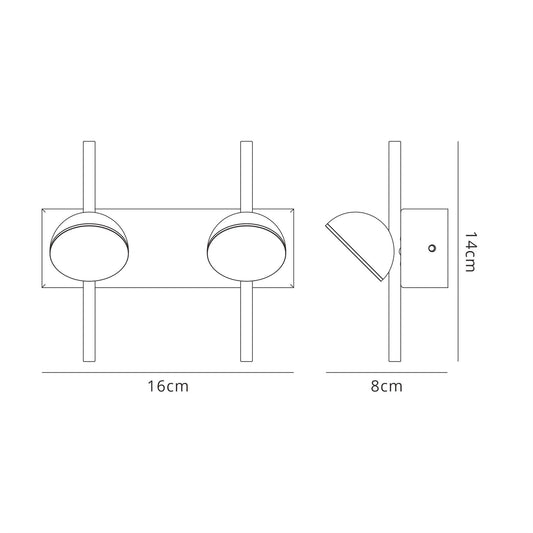 Mantra Adn 2 Light Wall Light, 6W LED, 3000K, 500lm, Black, 3yrs Warranty