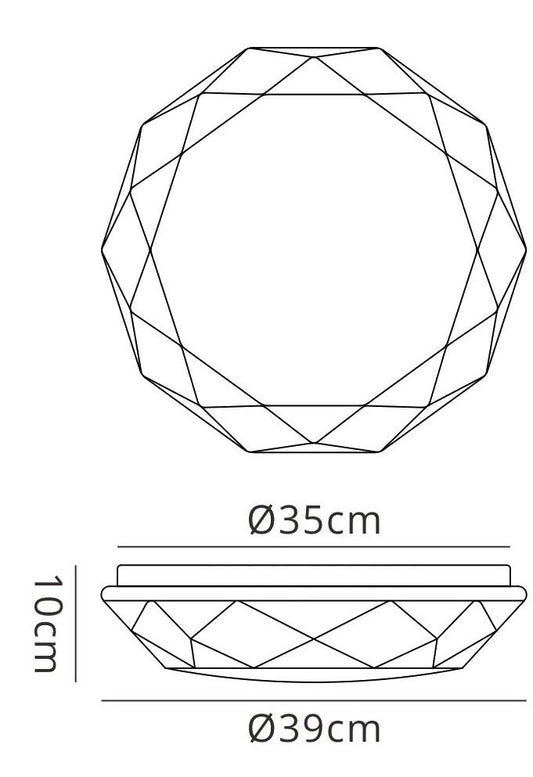Mantra Fusion M5111 Diamante Ceiling 21W LED 3000K, 2100lm, White Acrylic, 3yrs Warranty - M5111 Ceiling