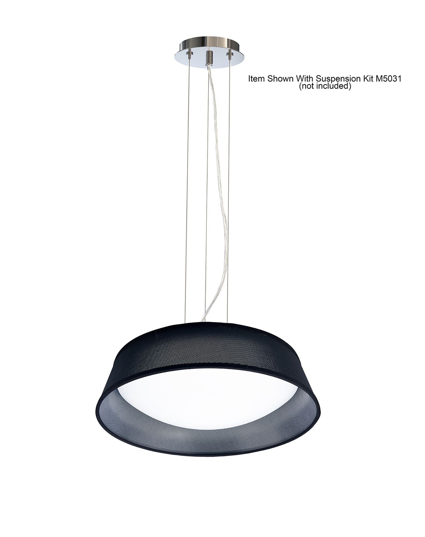 Mantra Nordica Plafones Nordica Flush Ceiling Light, 3 Light E27 Max 20W, 45cm, White Acrylic with Black Shade, 2yrs Warranty