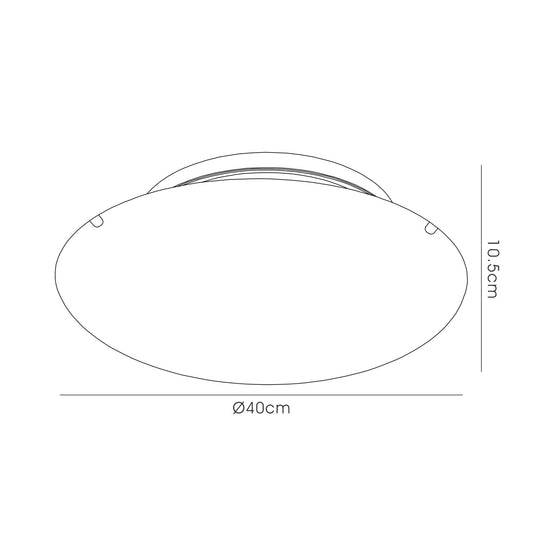 Deco Tassa 18W LED Medium Flush Ceiling Light, 400mm Round, 4000K 1500lm CRI80, Random Line Pattern Glass with Polished Chrome Detail