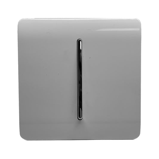 Trendi 1 Gang 2 Way 240V Screwless Artistic Modern Glossy 10 Amp Chrome Rocker Electrical Wall Light Switch in Light Grey ( 5 pack)