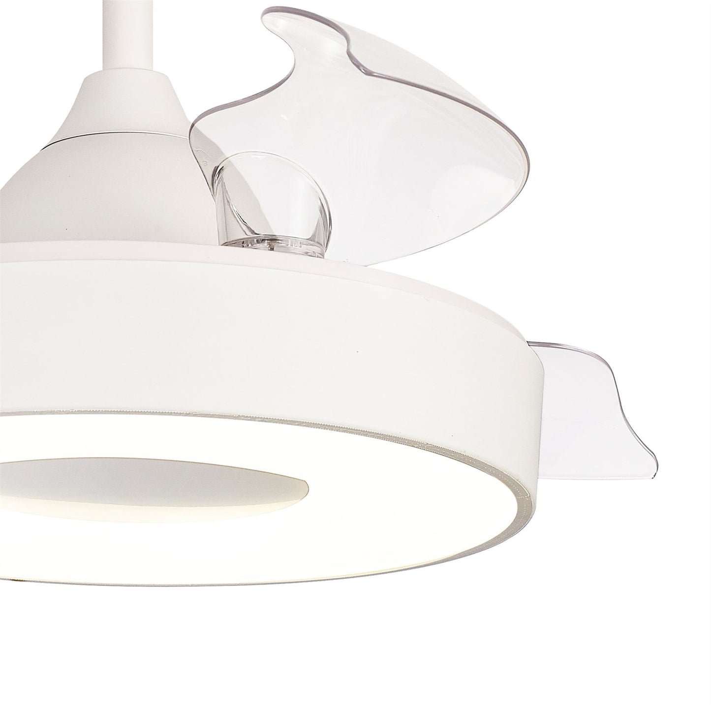 Coin Mini 45W LED Dimmable Ceiling Light With Built-In 25W DC Reversible Fan, Remote & APP Control, White, 2500lm, 5yrs Warranty