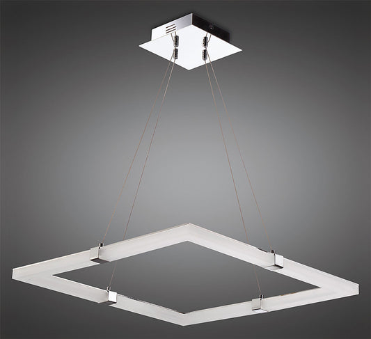 Mantra Fusion Taccia Taccía Pendant 28W LED Square 3000K, 2500lm, Polished Chrome/Frosted Acrylic, 3yrs Warranty
