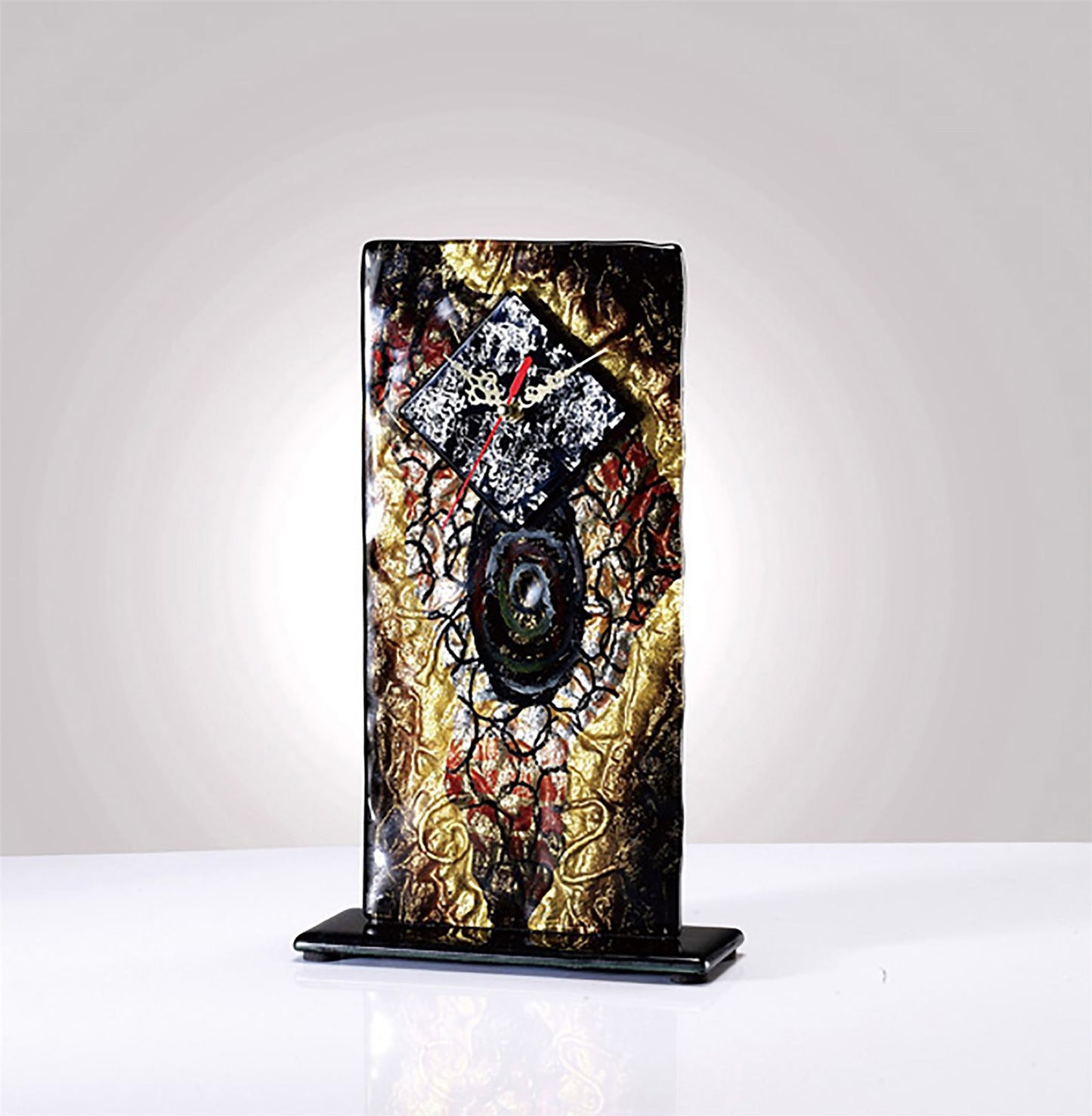 Diyas Home (DH) Abruzzo Glass Art Clock Green/Brown/Multi-Colour Glitter